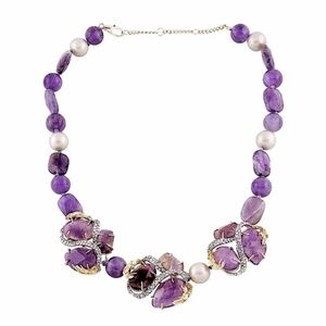 Alexis Bittar Lavender and Pearl Statement Necklace